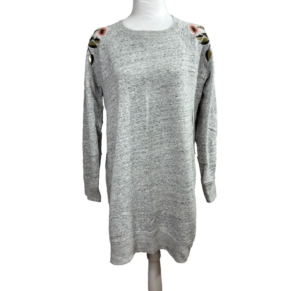 Abercrombie & Fitch Women’s Embroidered Floral Sweatshirt Tunic‎ Dress Boho Sz L